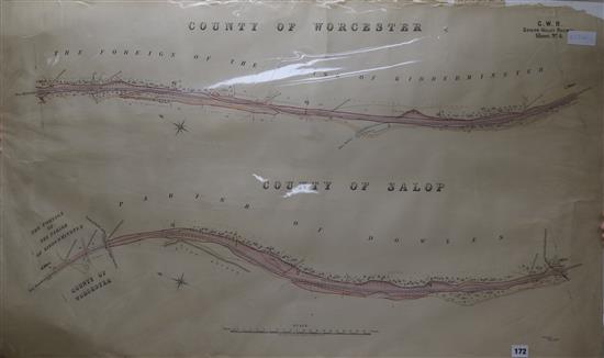 A GWR Severn Valley Railway track map, 1880 68 x 114cm, unframed